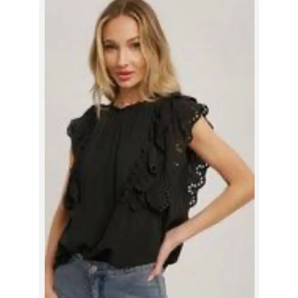 ❤️Blu-Ivy Ziggy Top Cottage CoreBlack ruffle Eyelet NWT Size Medium